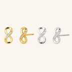 Sterling Silver Figure-Eight Zirconia Stud Earrings
