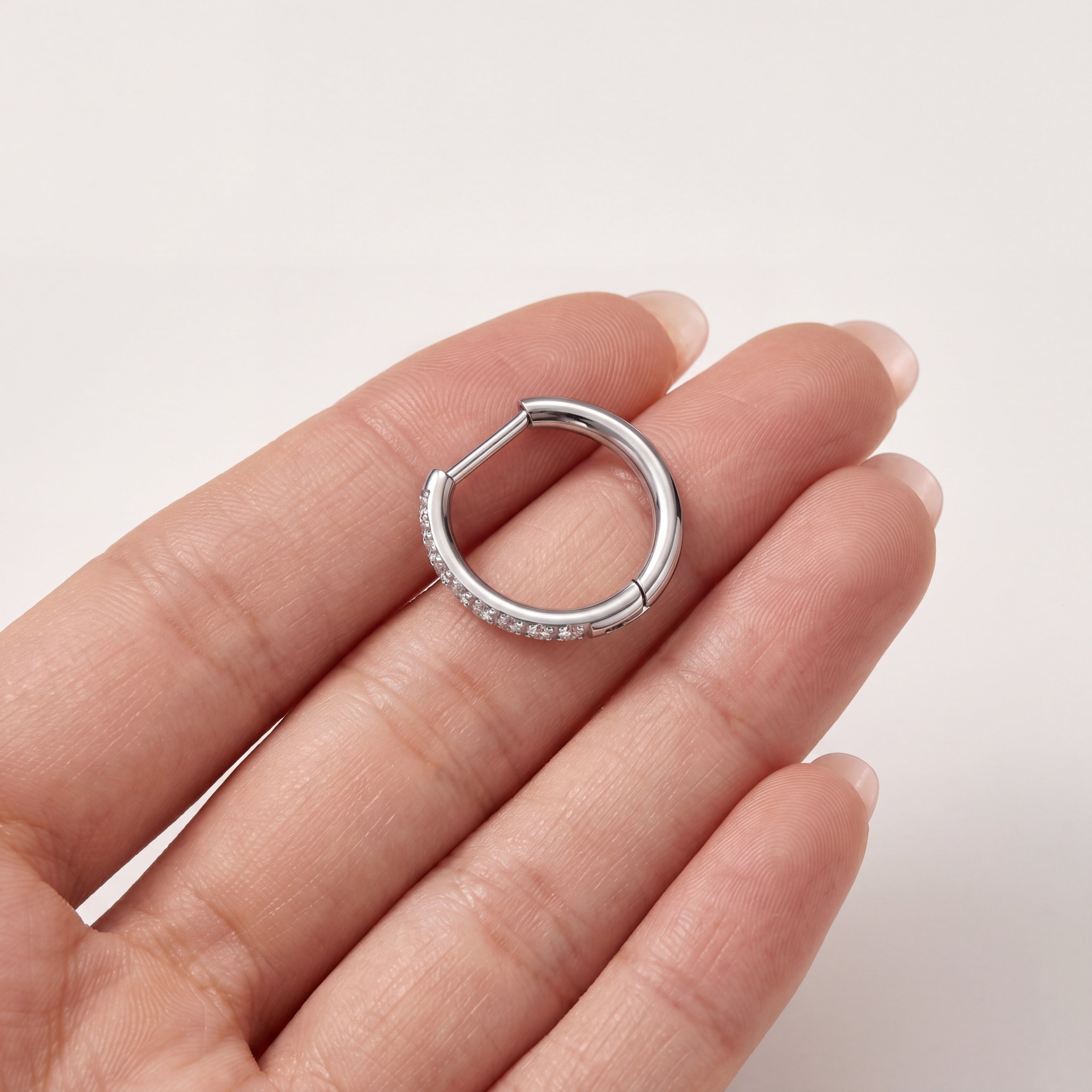 Crystal Oval Titanium Hoop Earrings - image 4