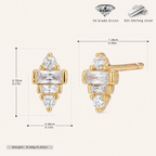 Sterling Silver Petite Zirconia Stud Earrings - Gold