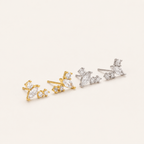 Sterling Silver Sparkling Zirconia Stud Earrings detail