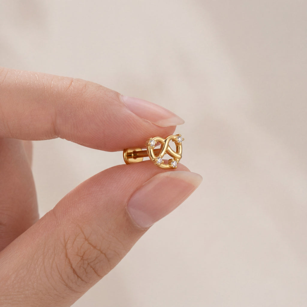 Knot Crystal Titanium Stud Earrings - image 4