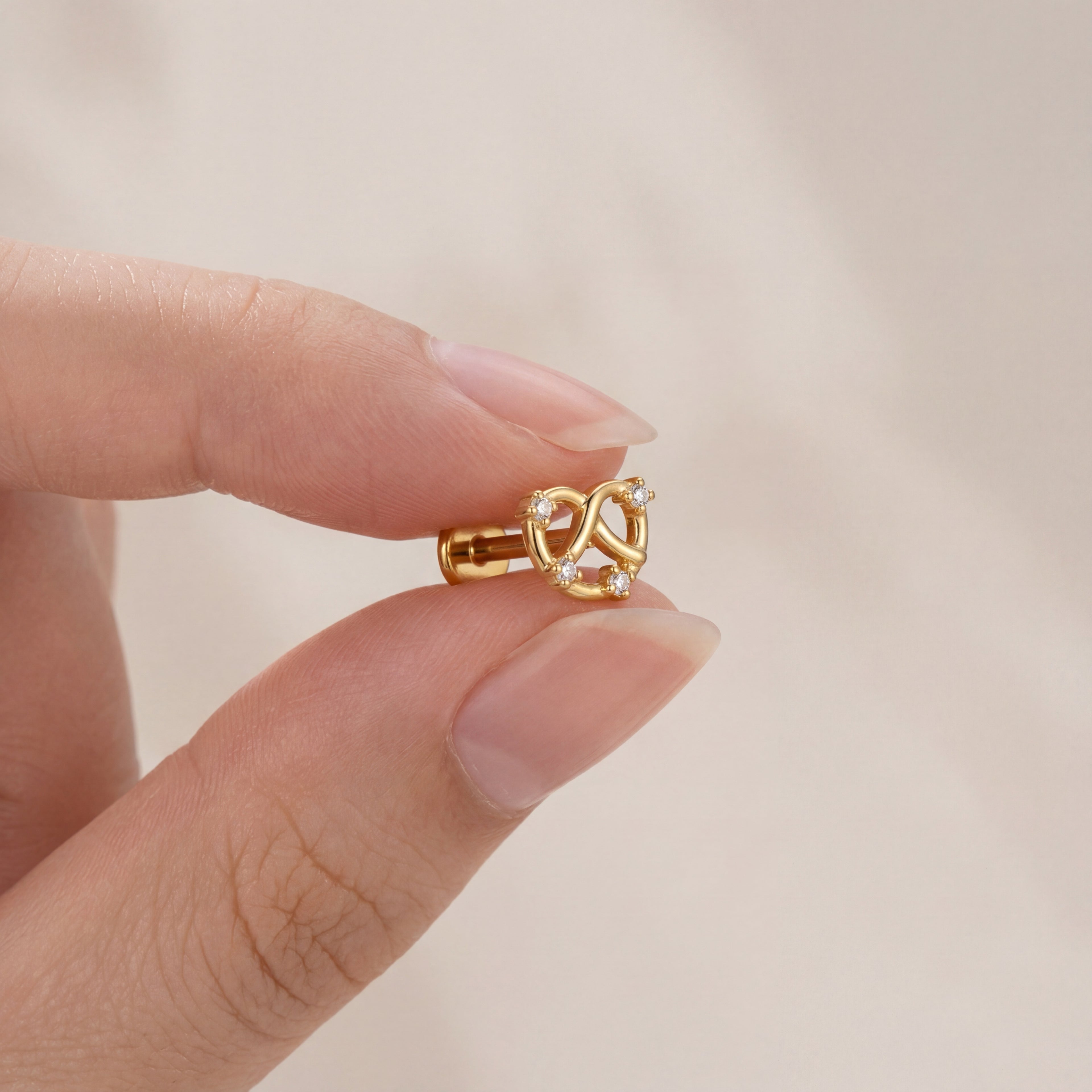 Knot Crystal Titanium Stud Earrings - image 4