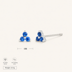 Sterling Silver Triangle Zirconia Stud Earrings - Platinum / Dark Blue