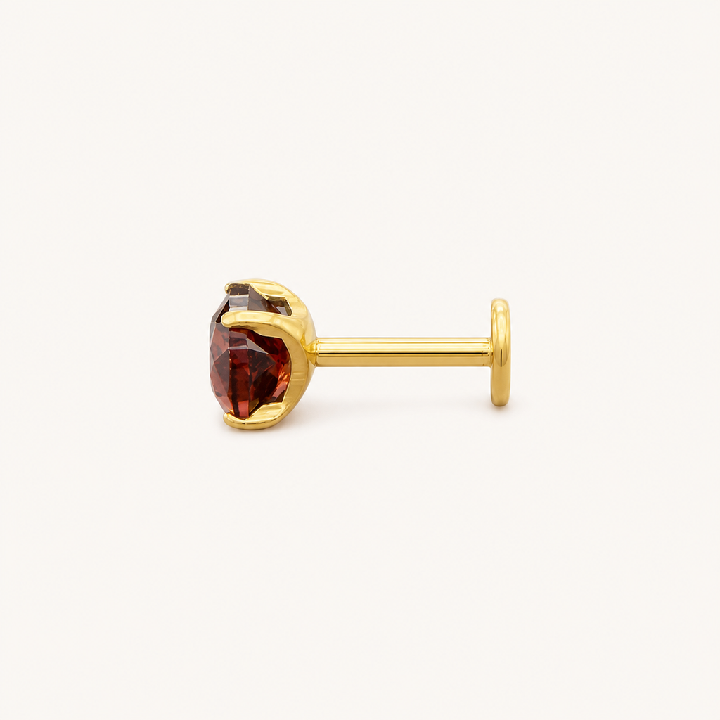 Titanium Garnet Flat Back Stud Earrings