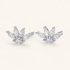 Sterling Silver Zirconia Crown Stud Earrings detail view