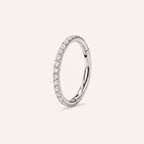 Pave Crystal Seamless Titanium Hoop Earrings - Silver