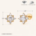 Sterling Silver Pearl Zirconia Cartilage Flat Back Earrings - Gold
