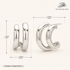 Sterling Silver Polished C-Shape Stud Earrings - Platinum