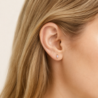 Sterling Silver Marquise Zirconia Flat Back Earrings worn on the ear