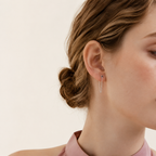Sterling Silver Turquoise Chain Threader Earrings worn on the ear