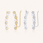Sterling Silver Pearl Zirconia Wrap Stud Earrings