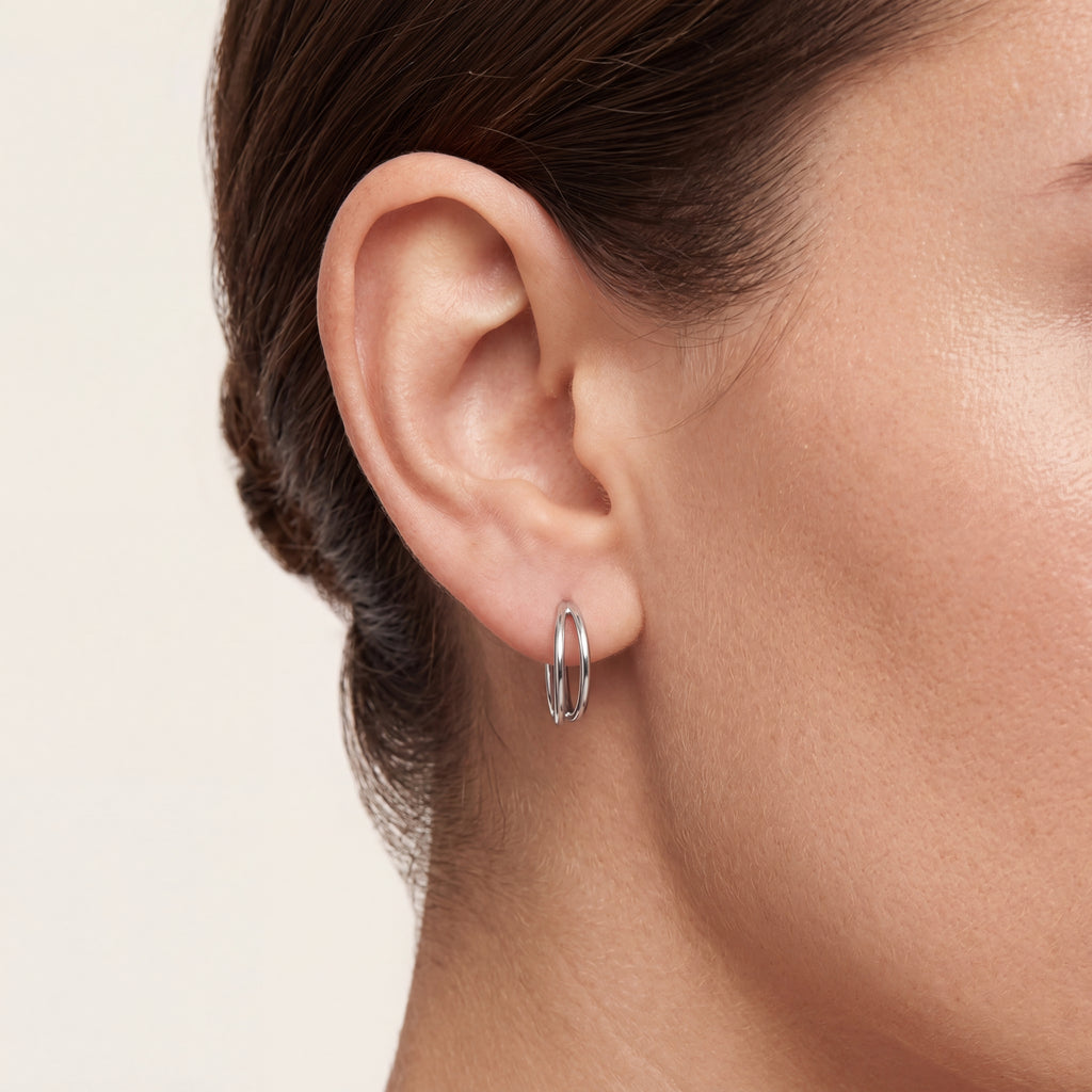 Parallel Line Titanium Hoop Earrings - image 2