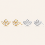 Sterling Silver Zirconia Fan Stud Earrings