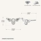 Sterling Silver Zirconia Dragonfly Stud Earrings - Platinum