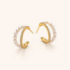 Sterling Silver Pearl and Zirconia Stud Earrings detail view