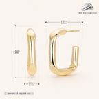 Sterling Silver Hollow Tube Stud Earrings - Gold