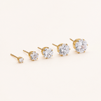 Sterling Silver Six-Prong Zirconia Stud Earrings detail view