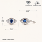 Sterling Silver Evil Eye Zirconia Stud Earrings - Platinum