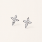 Sterling Silver Four-Point Star Zirconia Stud Earrings detail view