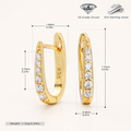 Sterling Silver Single-Row Zirconia Hoop Earrings - Gold