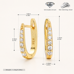 Sterling Silver Single-Row Zirconia Hoop Earrings - Gold