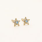 Sterling Silver Blue Opal Star Stud Earrings detail