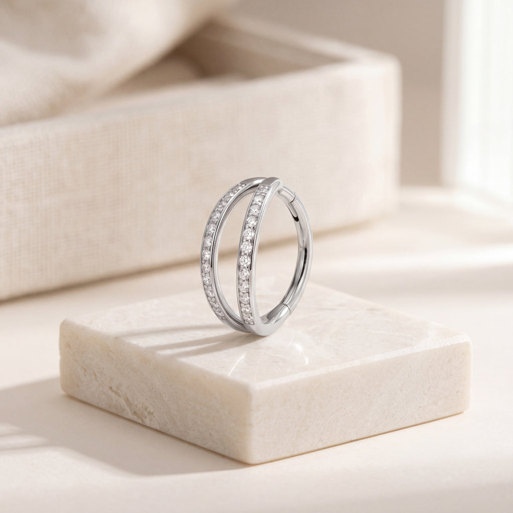 Twin Pave Titanium Hoop Earrings - image 5