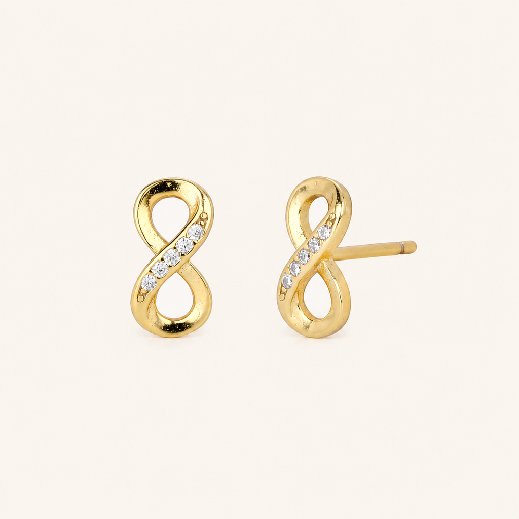 Sterling Silver Figure-Eight Zirconia Stud Earrings detail view