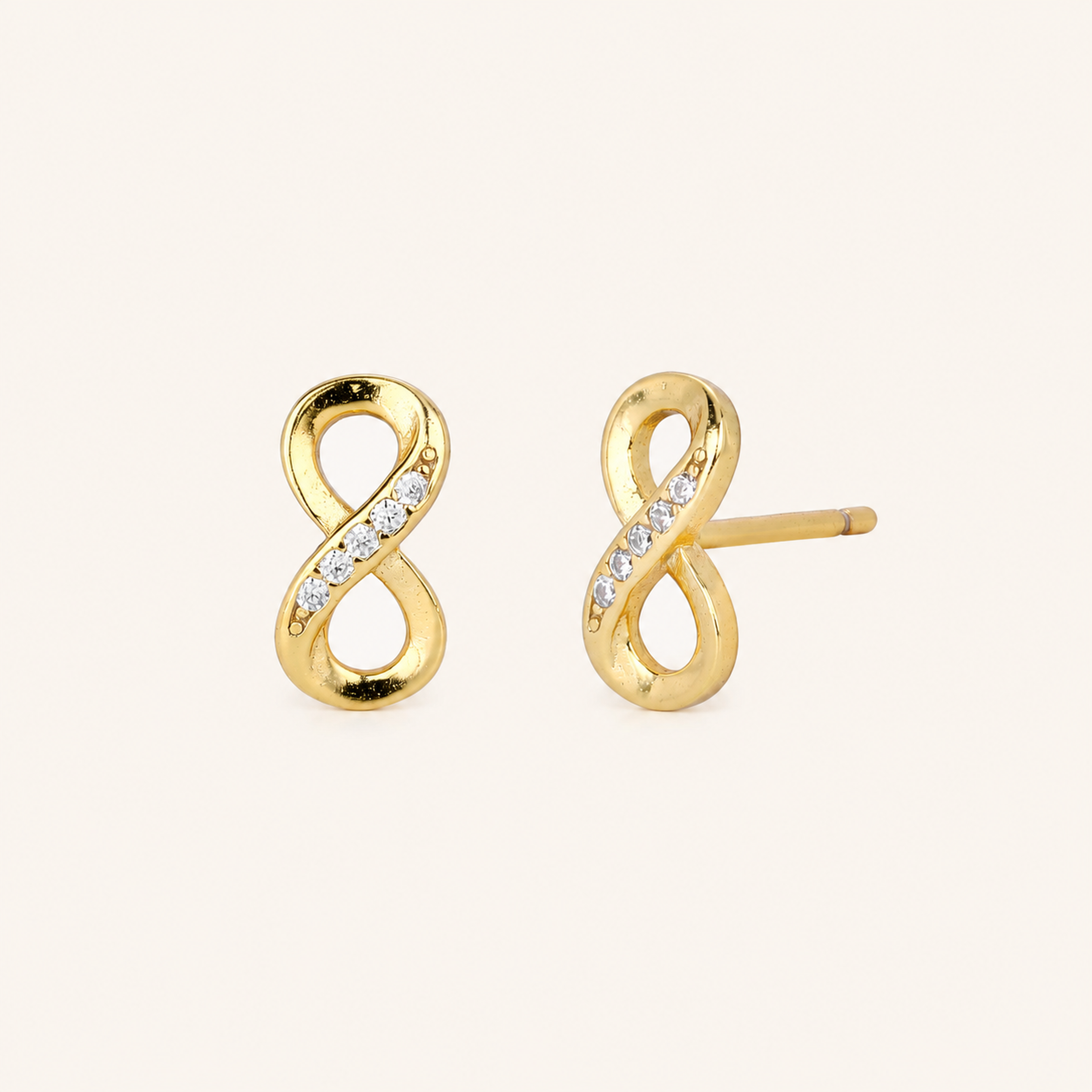 Sterling Silver Figure-Eight Zirconia Stud Earrings detail view