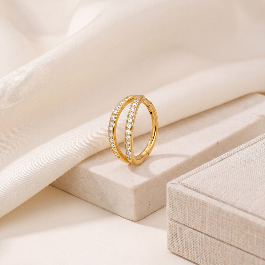 Twin Pave Titanium Hoop Earrings - image 5