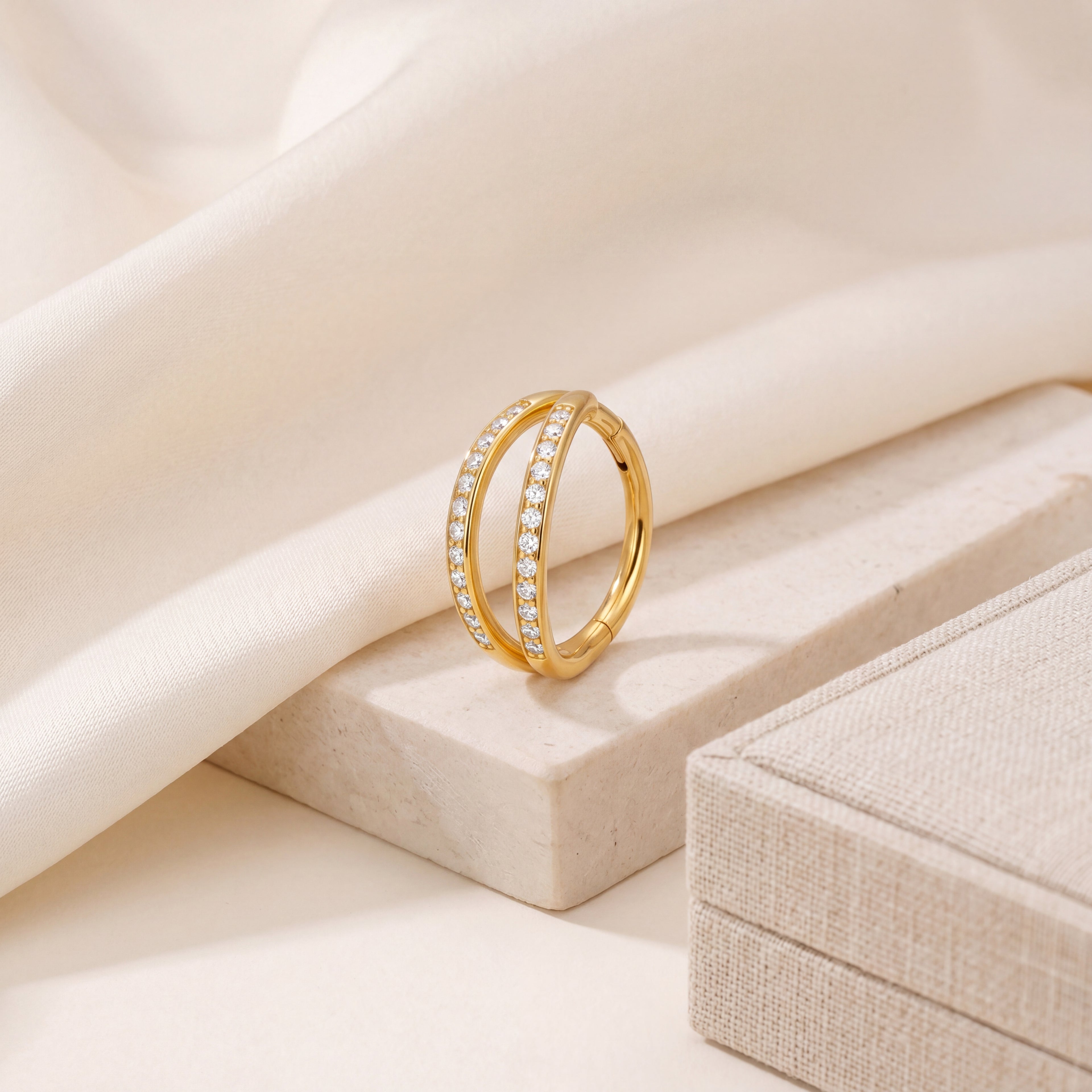 Twin Pave Titanium Hoop Earrings - image 5