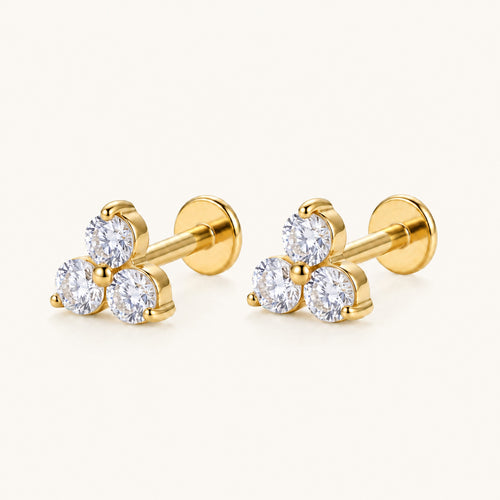 Petite Flower Titanium Stud Earrings - Gold
