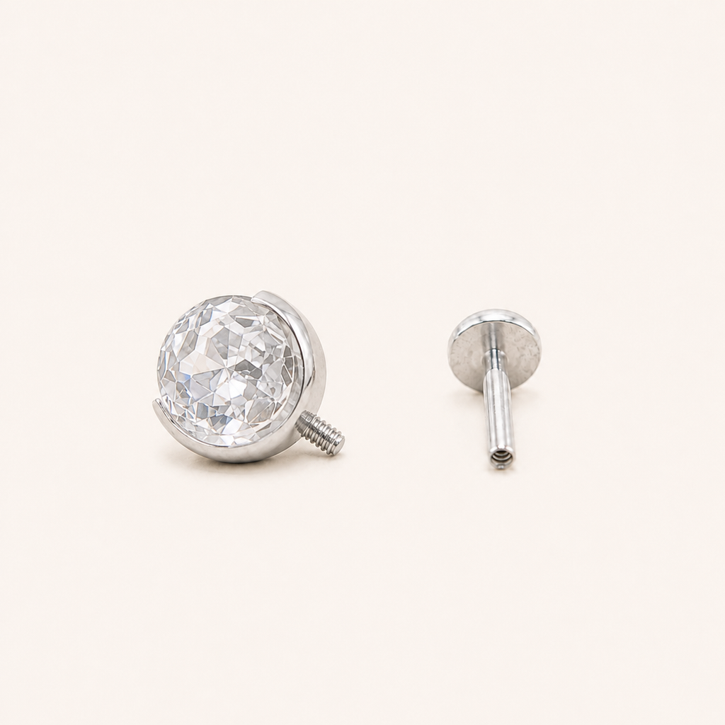 Titanium Gradient Pink Crystal Flat Back Stud Earrings