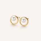 Sterling Silver French Pearl Stud Earrings detail view