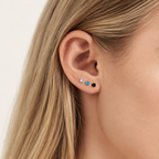Sterling Silver Gemstone Solitaire Stud Earrings worn on the ear