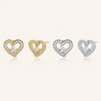 Sterling Silver Zirconia Heart Stud Earrings