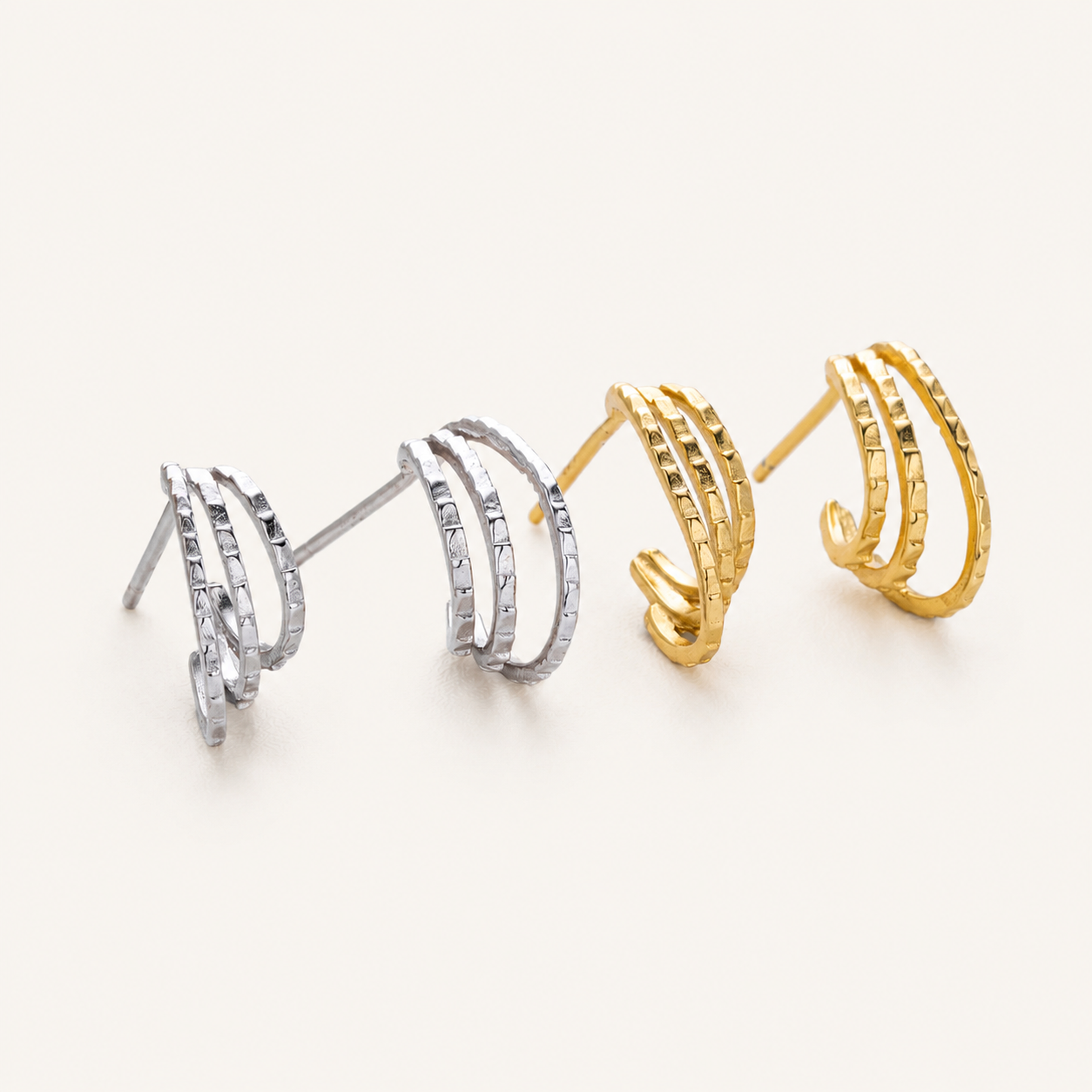 Sterling Silver Layered Arc Stud Earrings detail