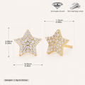 Sterling Silver Five-Point Star Zirconia Stud Earrings - Gold
