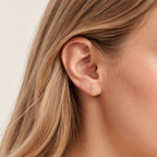 Sterling Silver Petite Zirconia Stud Earrings worn on the ear