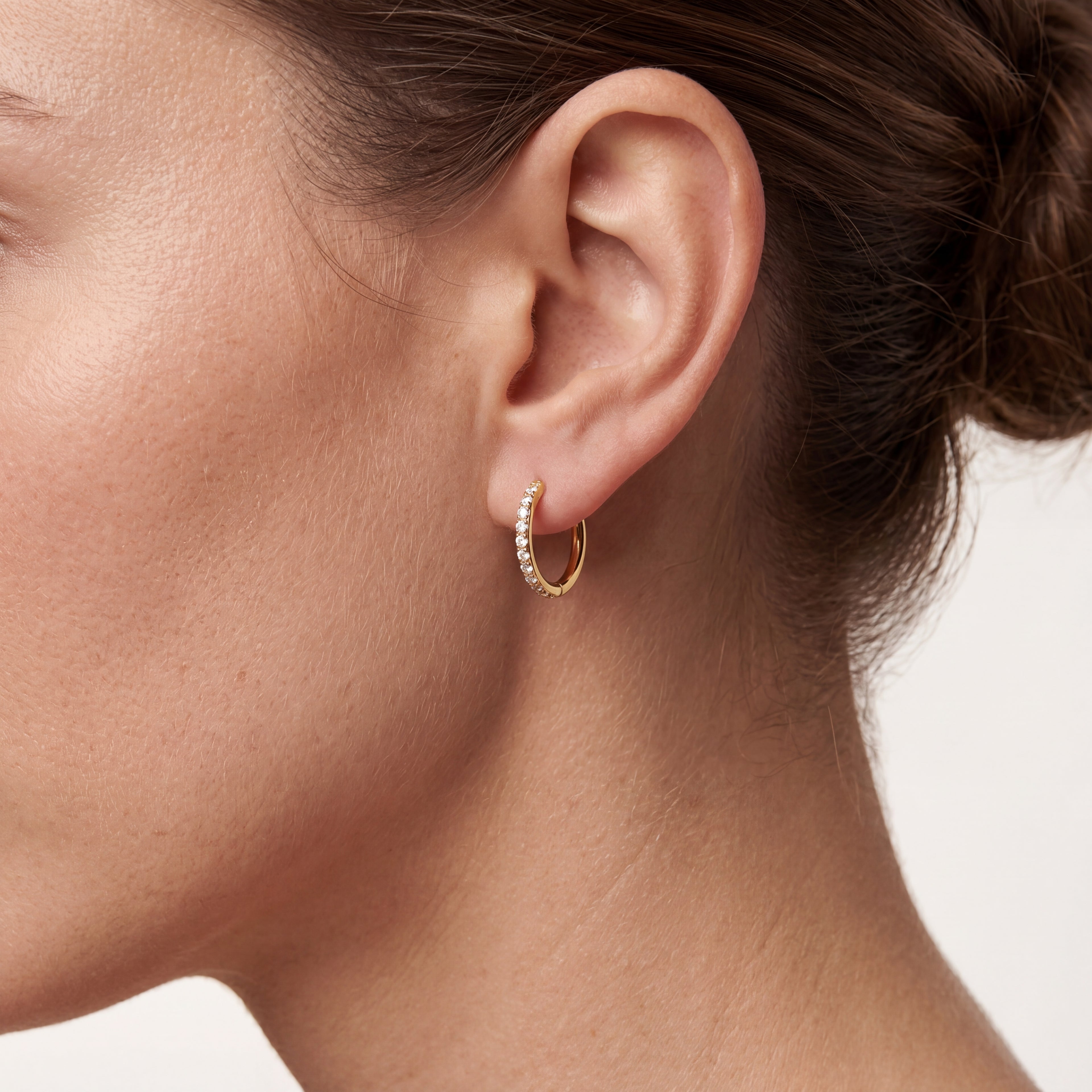 Crystal Oval Titanium Hoop Earrings - image 2