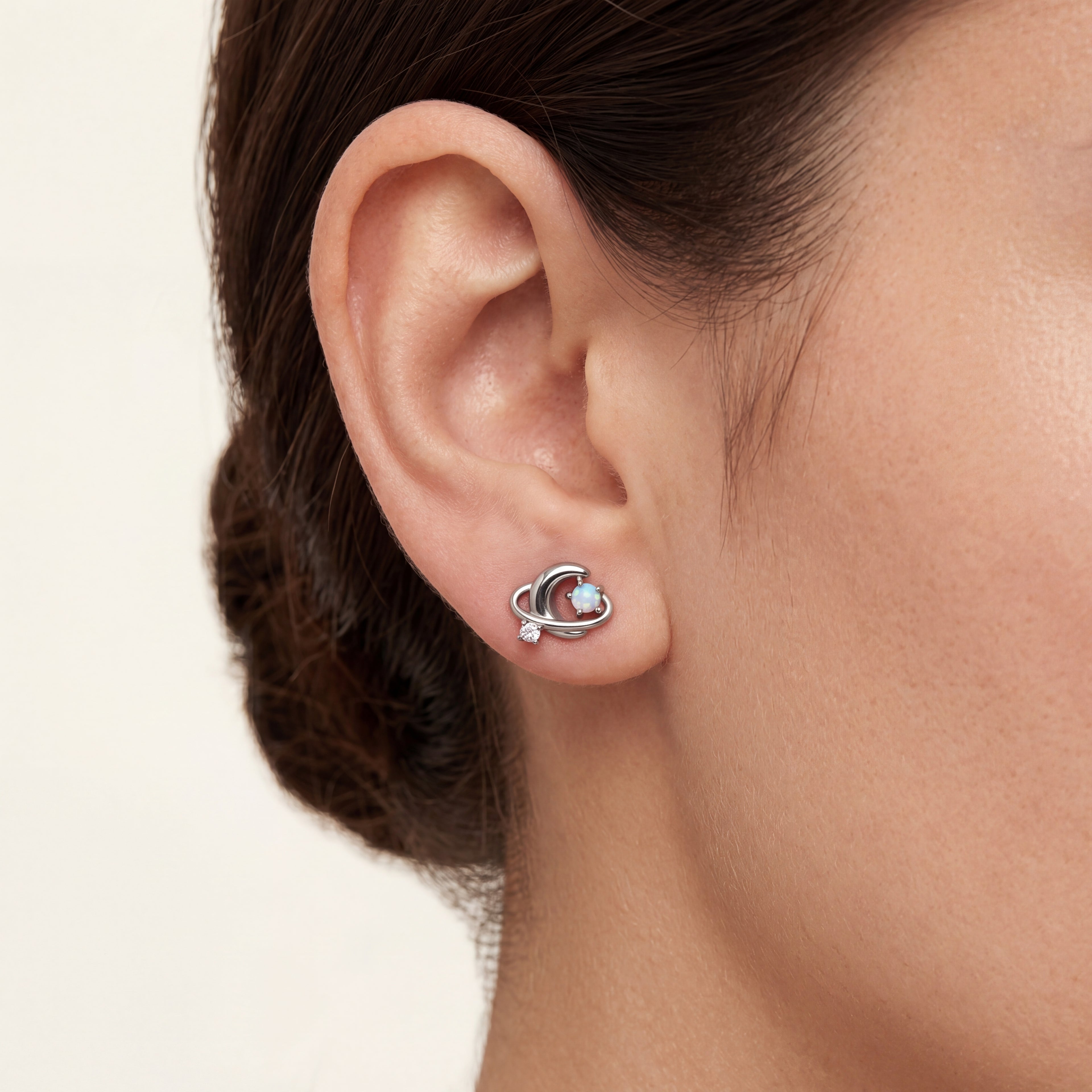 Opal Orbit Titanium Flat Back Earring - image 2