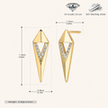 Sterling Silver Geometric Rhombus Zirconia Stud Earrings - Gold