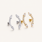 Sterling Silver Ball Zirconia Flat Back Earrings detail