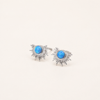 Sterling Silver French Fan Opal Stud Earrings detail