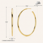 Sterling Silver Polished Round Hoop Earrings - Gold / 40mm