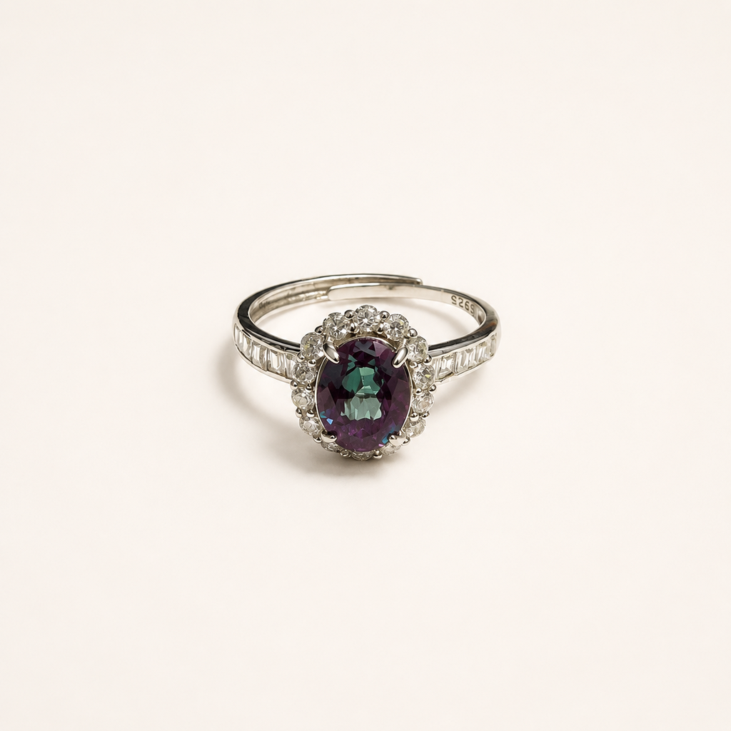 Regent Halo Lab-Grown Alexandrite Ring
