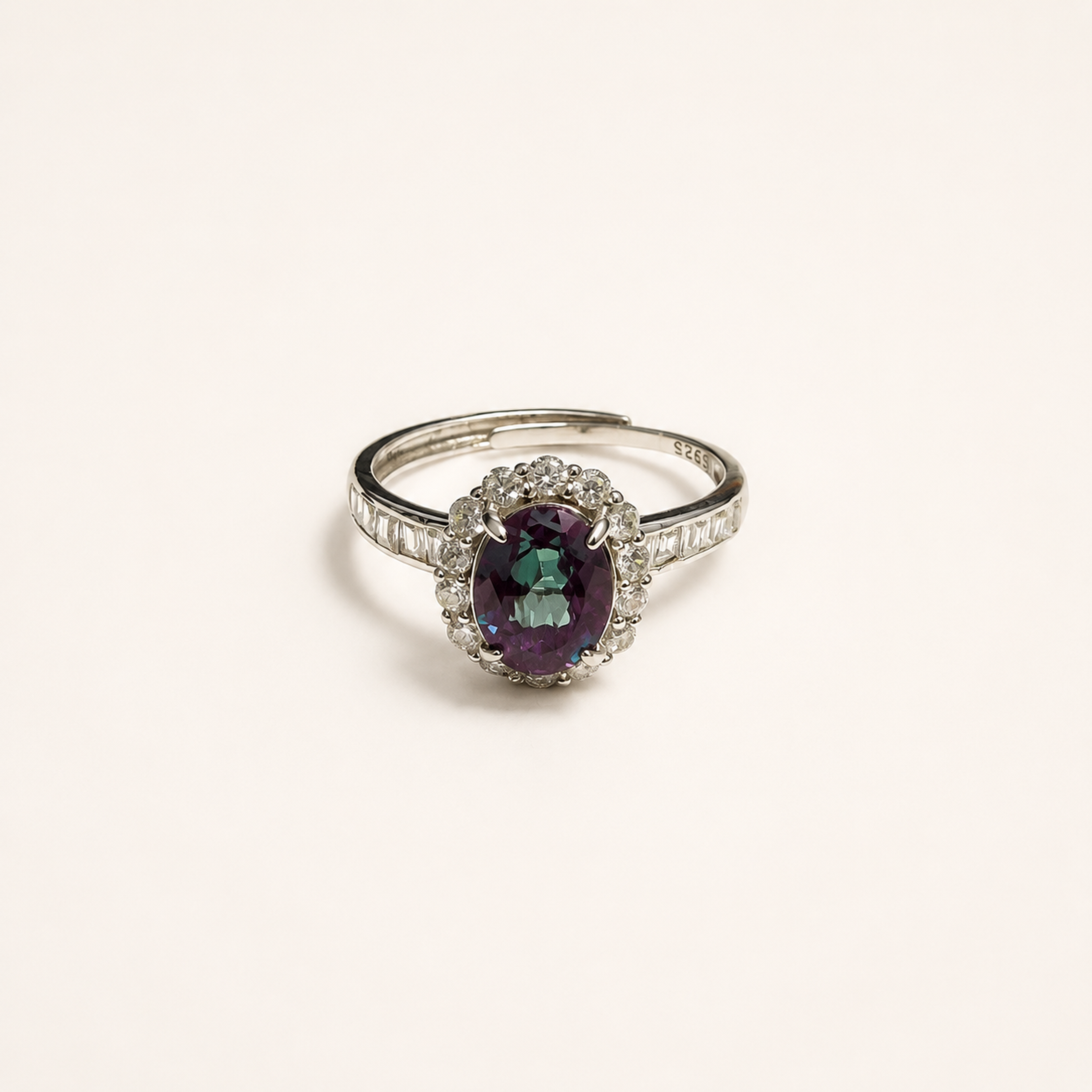 Regent Halo Lab-Grown Alexandrite Ring