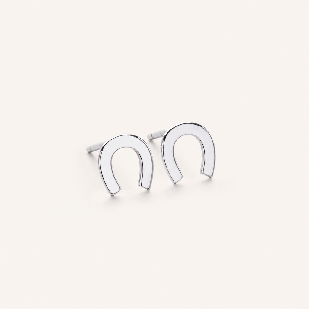 Sterling Silver U-Shape Minimalist Stud Earrings detail view