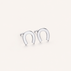 Sterling Silver U-Shape Minimalist Stud Earrings detail view