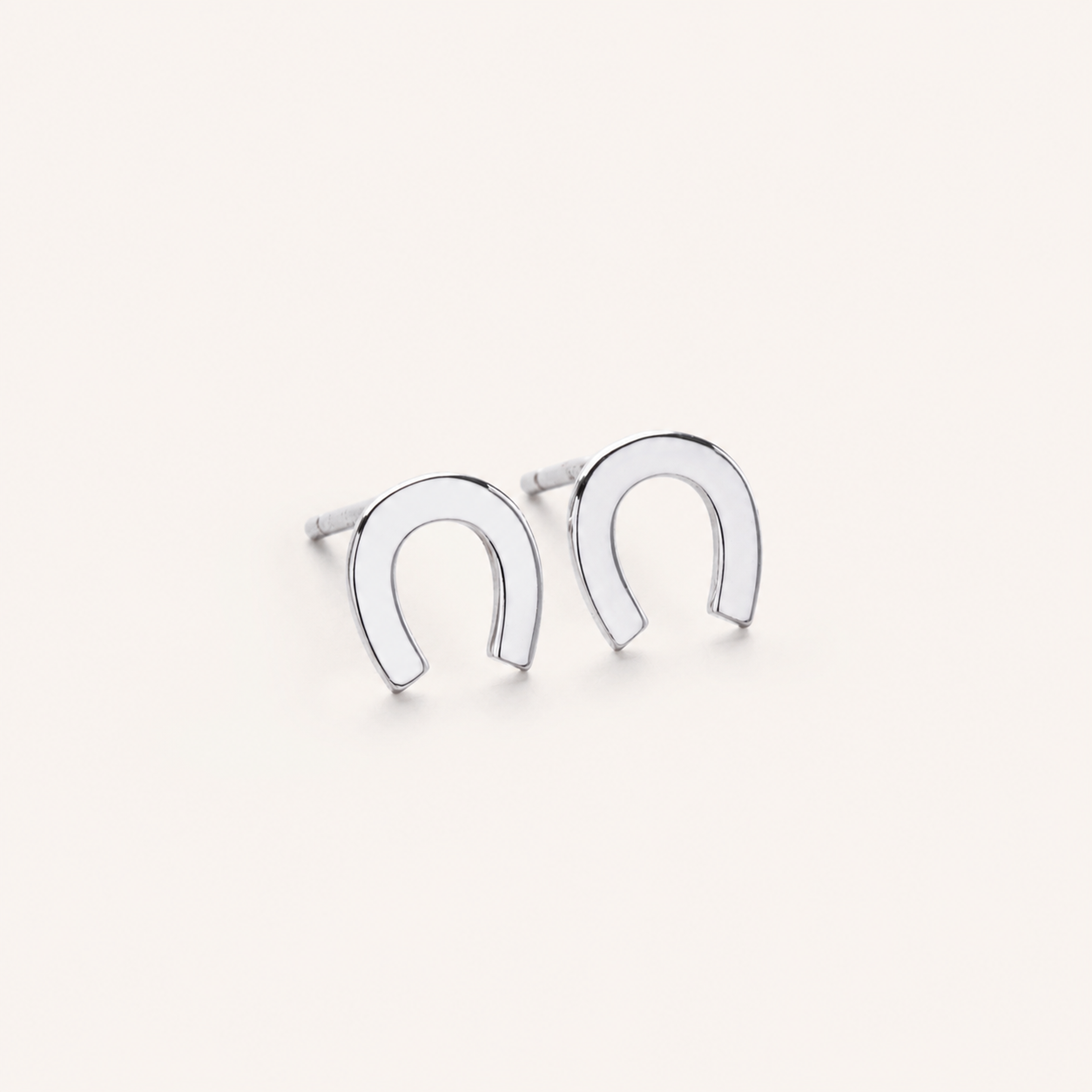 Sterling Silver U-Shape Minimalist Stud Earrings detail view